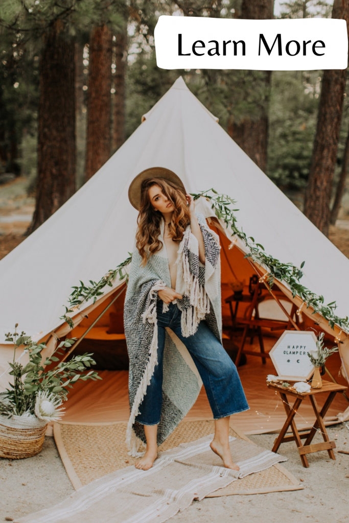 camper in tent